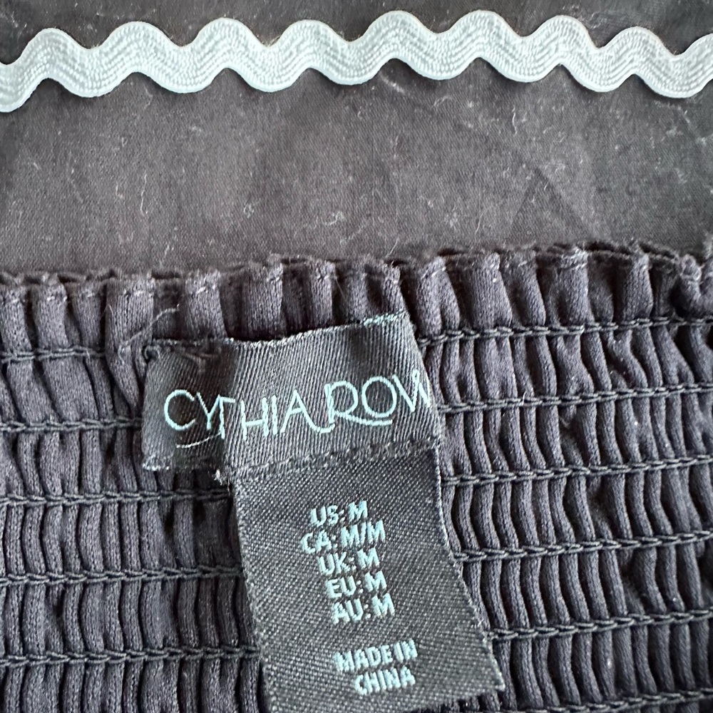 Cynthia Rowley Black Cotton Halter Sundress Circle Skirt RickRack Whimsigoth ~ M - Picture 8 of 15
